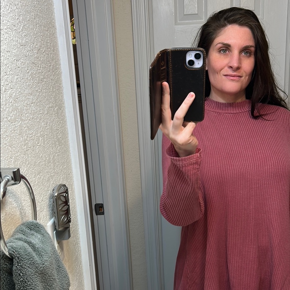 Pink Ribbed Long Sleeve Top